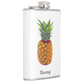 Personalisiertes Ananas Obst auf Weiß Flachmann (Rechts)
