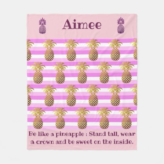 Personalisiertes Ananas-Zitat Fleecedecke (Vorderseite)