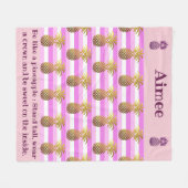 Personalisiertes Ananas-Zitat Fleecedecke (Vorderseite (Horizontal))