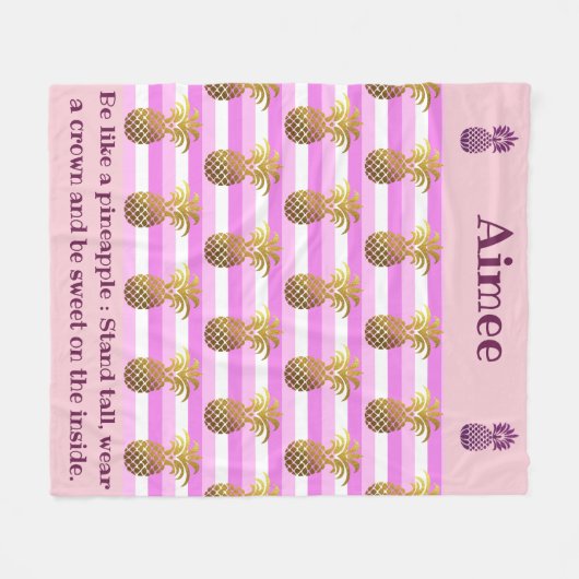 Personalisiertes Ananas-Zitat Fleecedecke (Vorderseite (Horizontal))