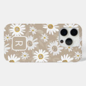 Personalisiertes anfängliches Daisy-Muster Beige Case-Mate iPhone Hülle (Rückseite (Horizontal))