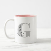 Personalisiertes Anfangsschreiben | Monogramm mode Zweifarbige Tasse (Links)