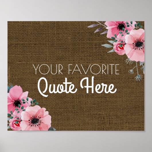Personalisiertes Angebot | Floral Rustic Burlap Si Poster (Vorne)