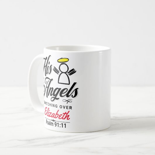 PERSONALISIERTES ANGEL-VERSPRECHEN - PSALM 91:11 KAFFEETASSE (Vorderseite Links)