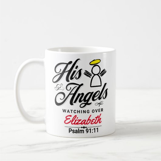 PERSONALISIERTES ANGEL-VERSPRECHEN - PSALM 91:11 KAFFEETASSE (Links)