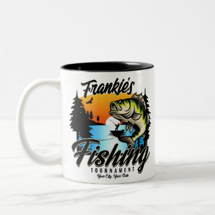 Personalisiertes Angelturnier Fisch Angler Forelle Zweifarbige Tasse