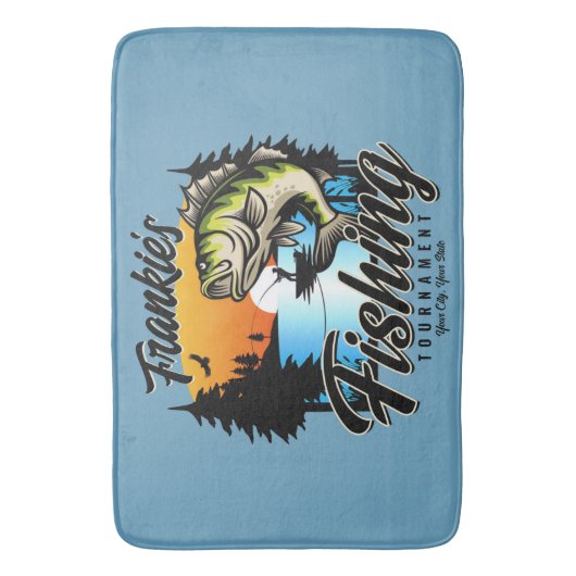 Personalisiertes Angelturnier Fischfeindlichkeit Badematte (Vorderseite Vertikal)