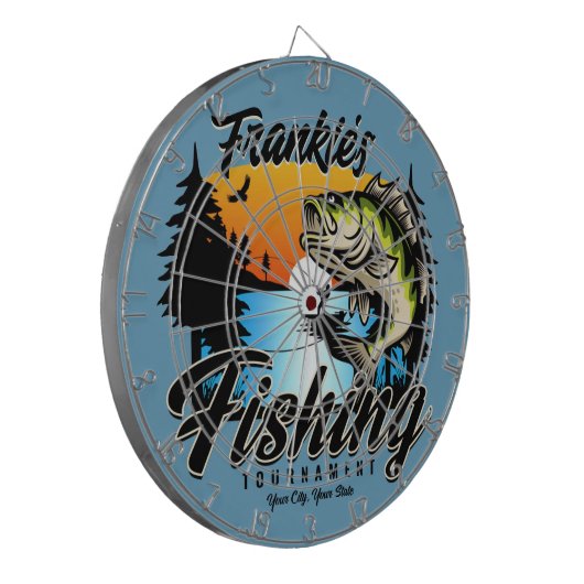 Personalisiertes Angelturnier Fischfeindlichkeit Dartscheibe (Vorderseite Links)