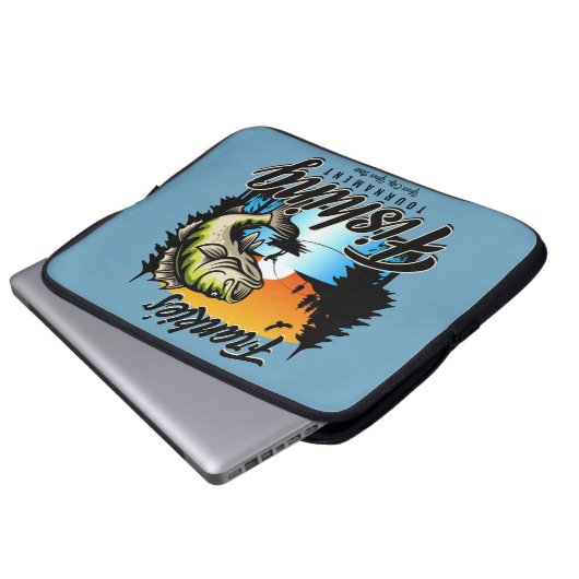 Personalisiertes Angelturnier Fischfeindlichkeit Laptopschutzhülle (Vorne Knopf)