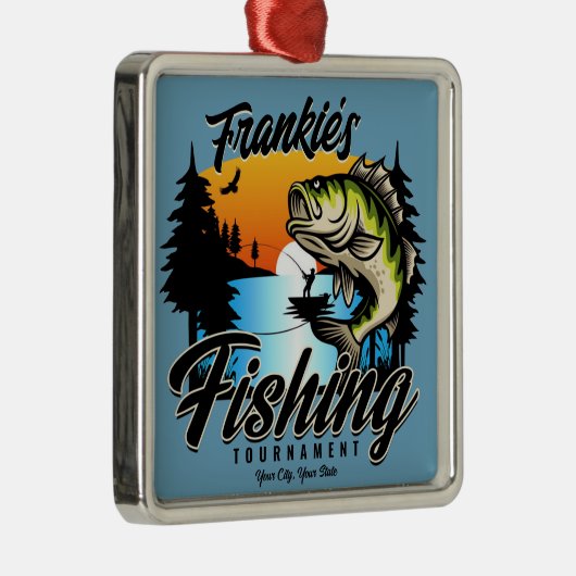 Personalisiertes Angelturnier Fischfeindlichkeit Ornament Aus Metall (Rechts)
