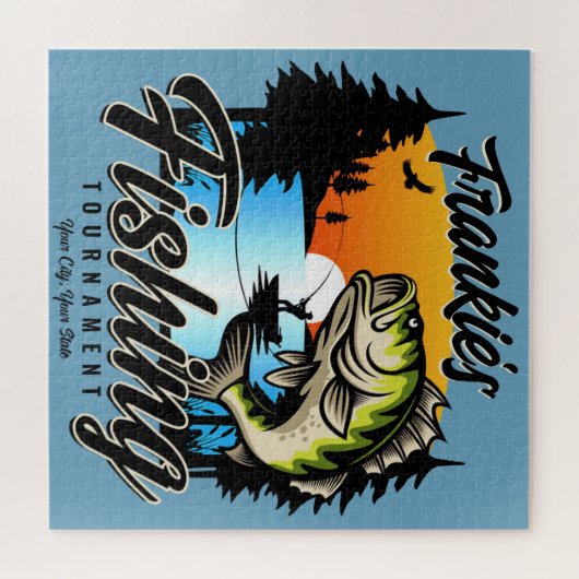 Personalisiertes Angelturnier Fischfeindlichkeit Puzzle (Horizontal)