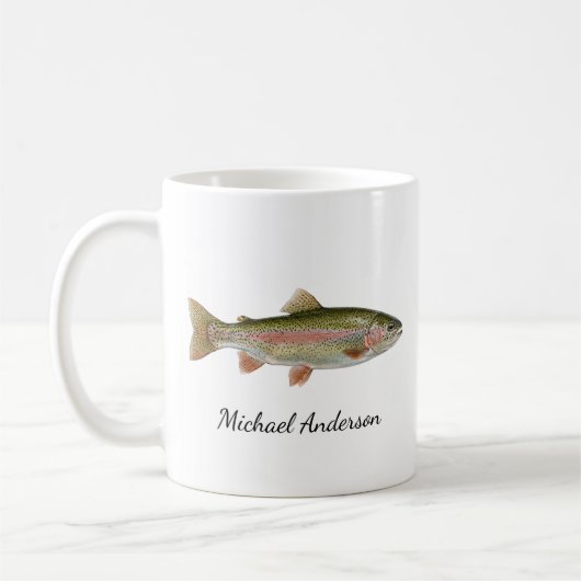 Personalisiertes Anglergeschenk – Forellen-Angel-D Kaffeetasse (Links)