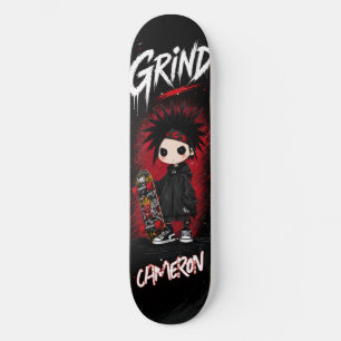 Personalisiertes Anime Japanisch Emo Rot und Schwa Skateboard