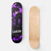 Personalisiertes Anime Schwarz Lila Samurai Skateboard (Vorderseite)