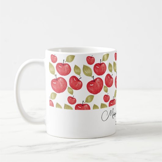 Personalisiertes Apple Muster Wasserfarbe Handlack Kaffeetasse (Links)