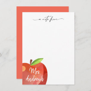 Personalisiertes Apple-Papier Lehrerinnen und Mi Mitteilungskarte