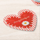 Personalisiertes Applique Heart and Daisy on Gingh Untersetzer (angewinkelt)