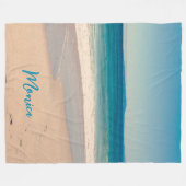 Personalisiertes Aqua Aquamarin Beach Foto Fleecedecke (Vorderseite (Horizontal))