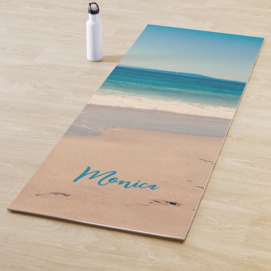 Personalisiertes Aqua Aquamarin Beach Foto Yogamatte (Beispiel)