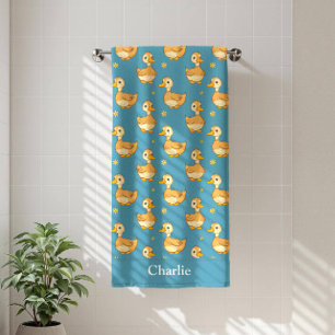 Personalisiertes Aqua Blau Enten Kinder Badehandtuch