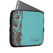 Personalisiertes Aqua Blue Brown Floral Laptop Sie Laptopschutzhülle (Vorne Rechts)