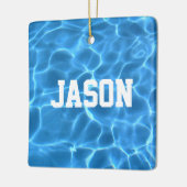 Personalisiertes Aqua Blue Foto Keramikornament (Links)