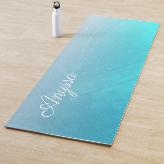 Personalisiertes Aqua Blue Gradient Name Yoga Mat Yogamatte (Beispiel)