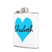 Personalisiertes Aqua Blue Heart Flachmann (Links)