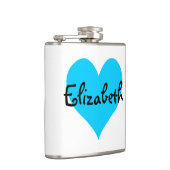 Personalisiertes Aqua Blue Heart Flachmann (Rechts)