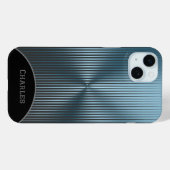 Personalisiertes Aqua Blue Metallic und Black Case-Mate iPhone Hülle (Rückseite (Horizontal))