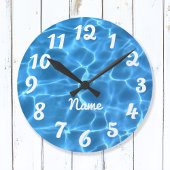 Personalisiertes Aqua Blue Pool Runde Wanduhr