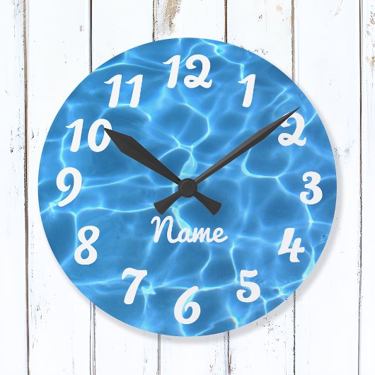 Personalisiertes Aqua Blue Pool Runde Wanduhr
