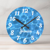 Personalisiertes Aqua Blue Pool Runde Wanduhr