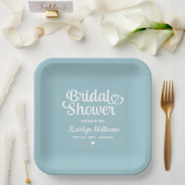 Personalisiertes Aqua Blue Wedding Brautparty Pappteller