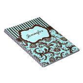 Personalisiertes Aqua Brown White Strip Notebook Notizblock (Rechte Seite)