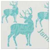 Personalisiertes Aqua Deer mit Abstraktem Muster Stoff (Nahaufnahme)