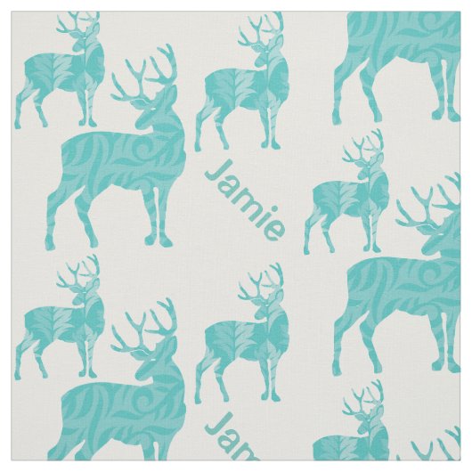 Personalisiertes Aqua Deer mit Abstraktem Muster Stoff (Muster)