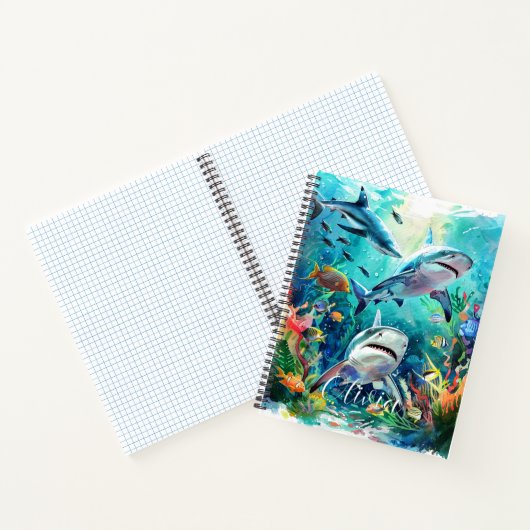 "Personalisiertes Aqua Kids Notebook mit Beängstig Notizblock (Innenseite)