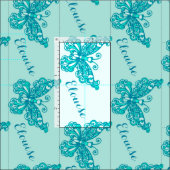 Personalisiertes Aqua-Name-Schmetterling-Stilmuste Stoff (Kachel)