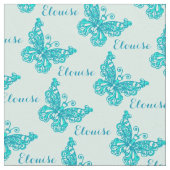 Personalisiertes Aqua-Name-Schmetterling-Stilmuste Stoff (Nahaufnahme)
