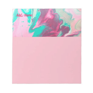 Personalisiertes Aqua & Rosa Abstraktes Notepad Notizblock