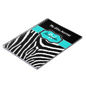 Personalisiertes Aqua Schwarz-weiß Zebra Stripe Jo Notizblock (Linke Seite)