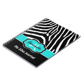 Personalisiertes Aqua Schwarz-weiß Zebra Stripe Jo Notizblock (Linke Seite)