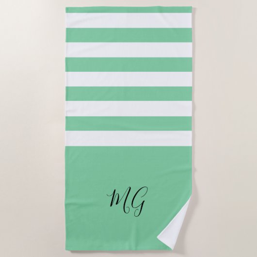 Personalisiertes Aqua Strip Strandtuch (Vorderseite)