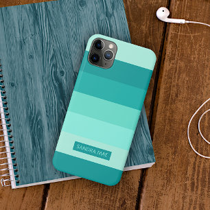 Personalisiertes Aqua Türkis Blau Grün Streifen Case-Mate iPhone Hülle