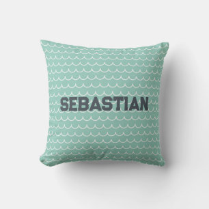 Personalisiertes Aqua & White Ocean Wave Kissen