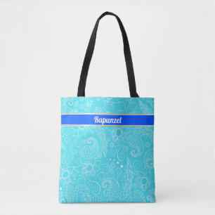 personalisiertes Aquablau-Weiß-Design Tasche