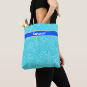 personalisiertes Aquablau-Weiß-Design Tasche (Von Nahem)
