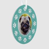 Personalisiertes Aquamarin Happy Pawlidays Dog Fot Ornament (Vorderseite)