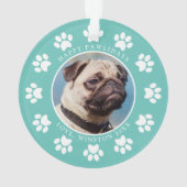 Personalisiertes Aquamarin Happy Pawlidays Dog Fot Ornament (Rückseite)